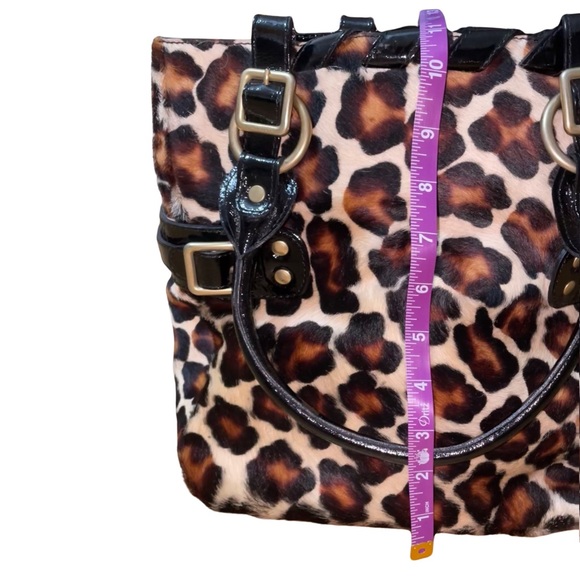 Plinio Visona Leopard & Patent Leather Italian Made Satchel Bag - Picture 5 of 12